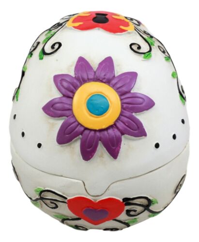 Ebros Day of The Dead White Sugar Skull Ashtray Tribal Tattoo Skull Figurine 5"Long - Ebros Gift