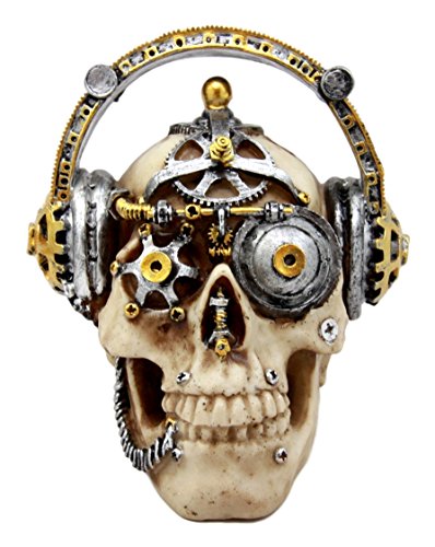 Ebros Steampunk Cyborg R&B Funk Music Fanatic with Headphone 5.75"L Figurine