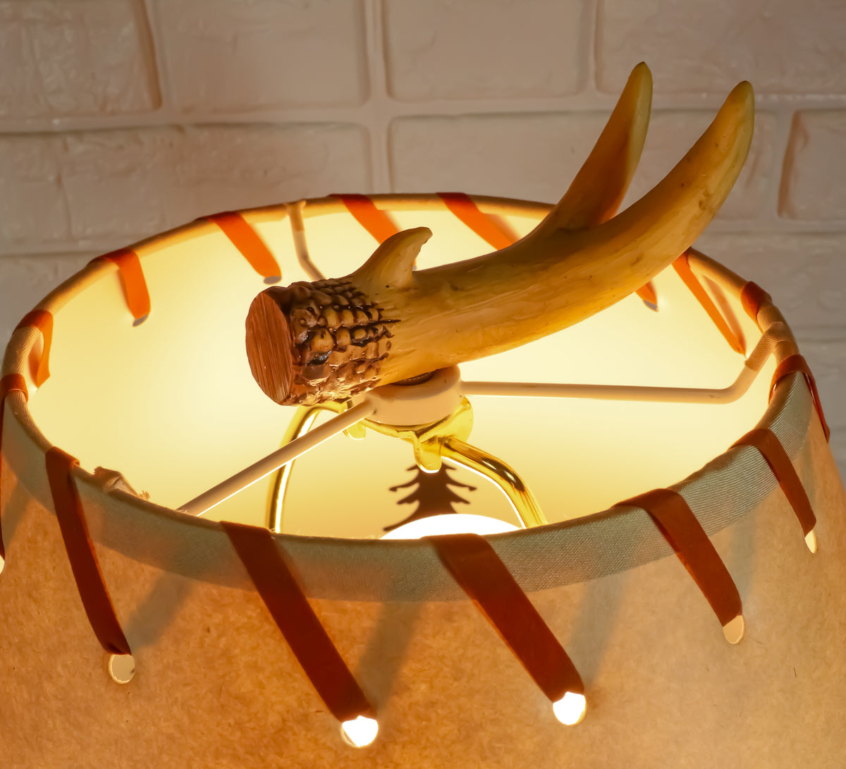 Ebros 26"H Rustic Vintage Design 3 Entwined Antlers And Pine Cones Table Lamp - Ebros Gift