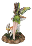 Tribal Fairy With Purple Potion Gourd And White Rabbit By Mushrooms Figurine