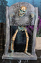 Grinning Skeleton Prisoner Chained At Pillory Keep Calm Scare On Sign Figurine