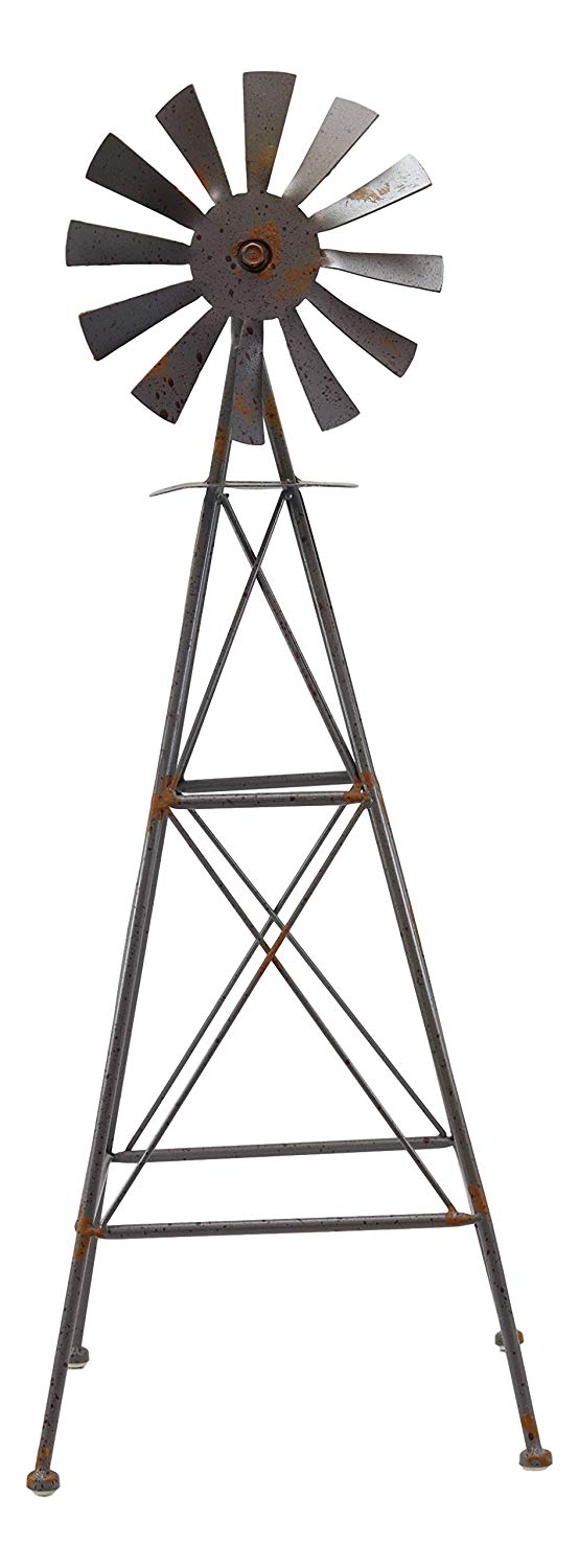 Ebros 25.25" Tall Large Rustic Country Farm Agricultural Windmill Outpost Galvanized Metal Handcrafted Sculpture Western Home Accent Table or Floor Vintage Finish Decor Made To Scale - Ebros Gift