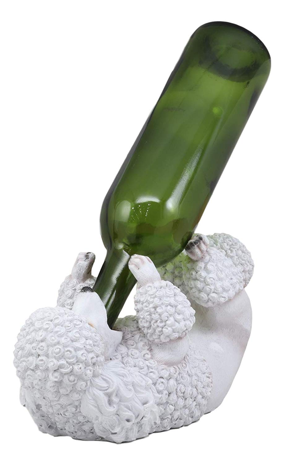 Ebros Purebreed Pedigree Canine White Poodle Dog Wine Bottle Holder Figurine