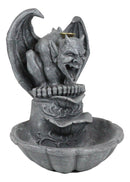 Gothic Chimera Gargoyle On Fountain Pedestal Backflow Incense Cone Burner Decor