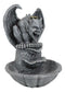 Gothic Chimera Gargoyle On Fountain Pedestal Backflow Incense Cone Burner Decor
