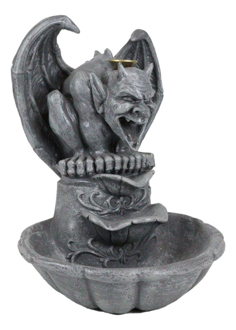 Gothic Chimera Gargoyle On Fountain Pedestal Backflow Incense Cone Burner Decor