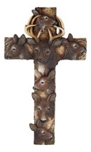 Rustic Western Wildlife Deer Stag with Antlers And Does Family Wall Cross Plaque