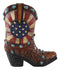 Rustic Western Cowboy American Flag Turquoise Rocks Boot Pen Holder Figurine