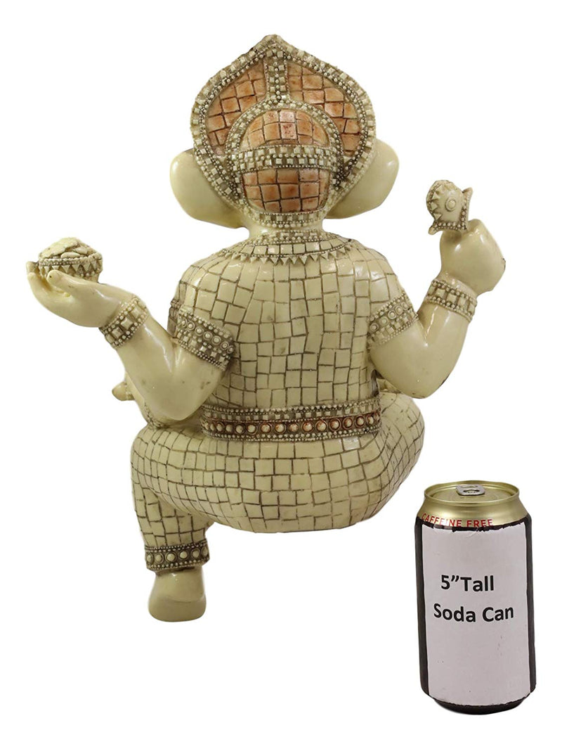 Ebros 15" Tall Hindu Ganesha Holding Modaka Bowl & Lotus Table Edge Shelf Sitter - Ebros Gift