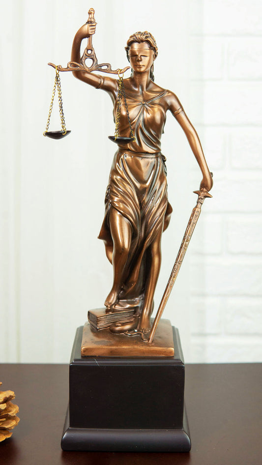 Greek Lady Goddess of Justice La Justica With Sword And Scales Statue On Base - Ebros Gift