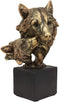 Ebros Gift 6" Tall Gray Wolf and Pup Head Bust Figurine with Black Pedestal
