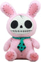 Larger Furry Bones Skeleton Pink Bunny With Green Polkadot Tie Plush Toy Doll