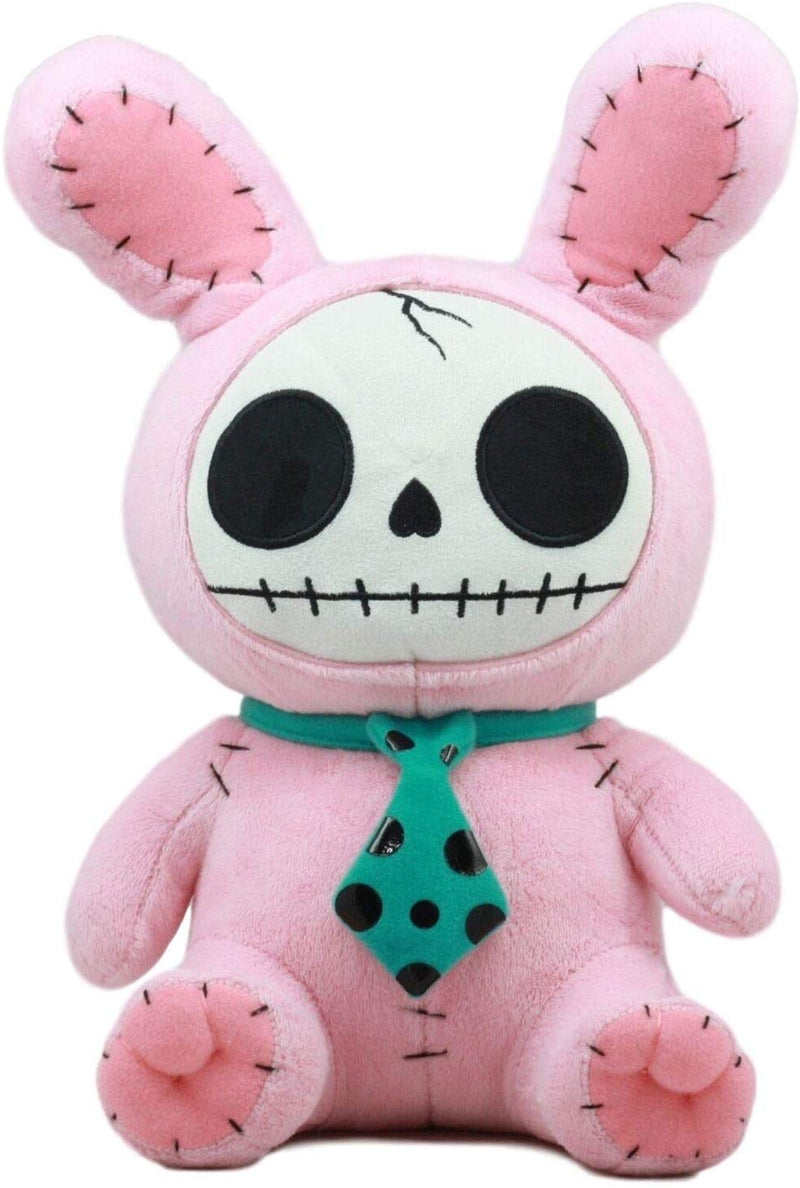 Larger Furry Bones Skeleton Pink Bunny With Green Polkadot Tie Plush Toy Doll