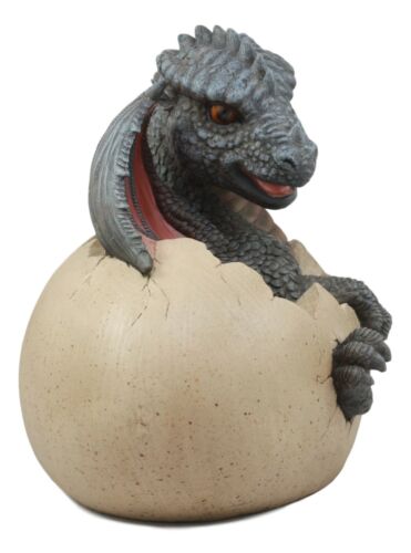 Large Nightfury Baby Dragon Hatchling In Egg Statue 10"Long Legends And Fantasy