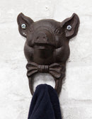 Cast Iron Vintage Farmhouse Rustic Butler Pig Head with Bowtie Wall Coat Hook