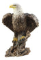Realistic American Pride Patriotic Bald Eagle Perching On Wood Stock Statue 17"H