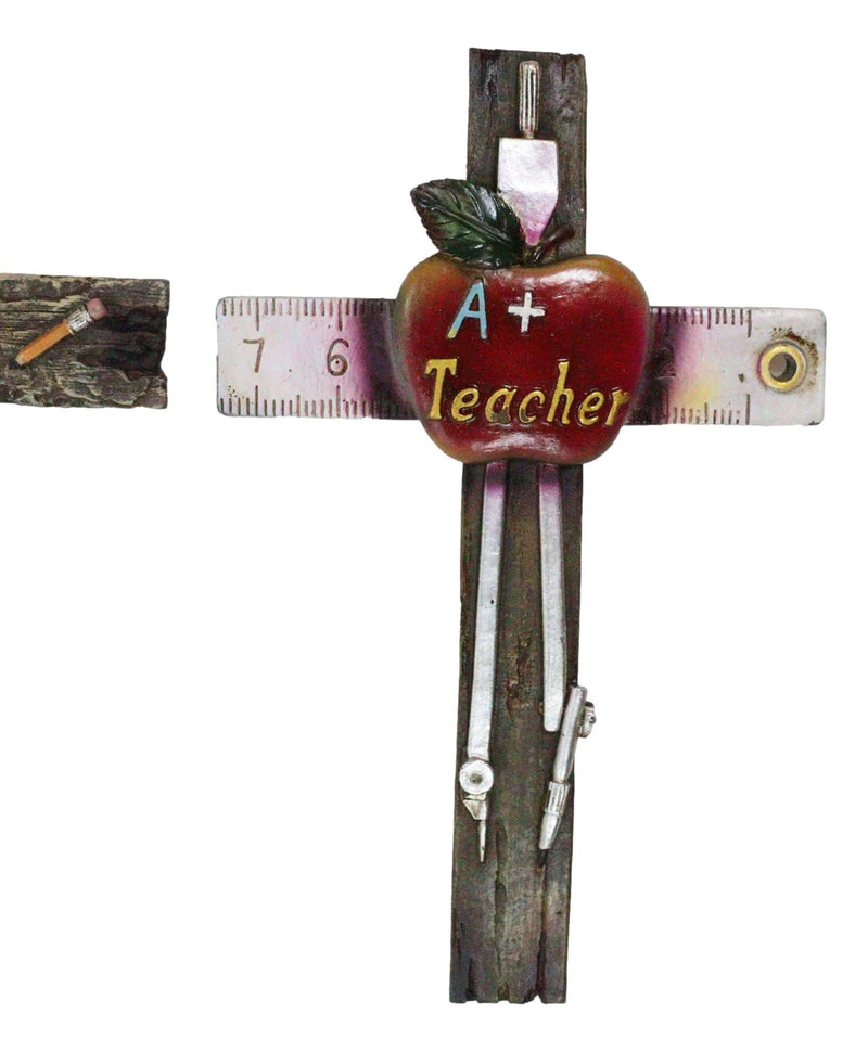 Pack Of 4 Novelty Educational Teacher Apple Math 123 Globe Pencils Wall Crosses