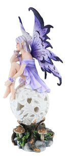 Ebros Goddess Amethyst Fairy Sitting On Filigree Orb Statue Night Light
