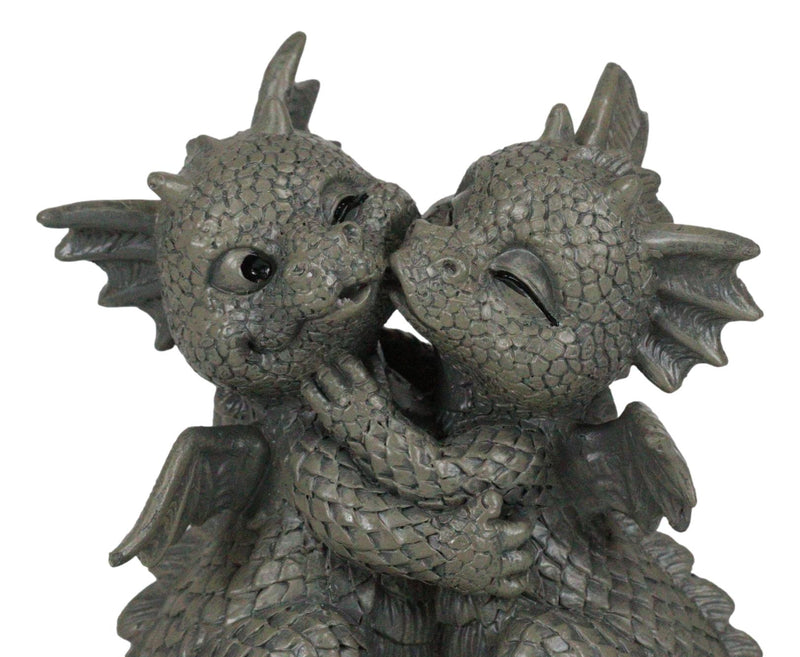 Fantasy Fiery Romance Dragon Lovers Hugging Garden Figurine Faux Stone Resin
