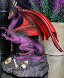 Small Purple Volcanic Earth Skull Graveyard Dragon Figurine Fantasy Collectible