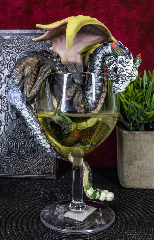 Ebros Drunken White Wine Spirit Dragon Statue Medieval Renaissance Fantasy Decor - Ebros Gift