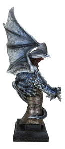 Medieval Paladin Warrior Suit Of Armor Centurion Helmet Blue Dragon Figurine