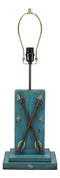 Ebros 26"H Rustic Blue Distressed Wood 2 Crossed Friendship Arrows Table Lamp