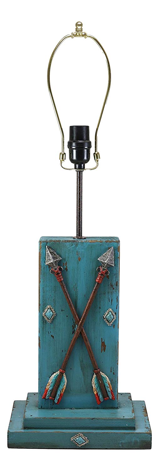Ebros 26"H Rustic Blue Distressed Wood 2 Crossed Friendship Arrows Table Lamp