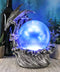 Silver Ocean Dragon Riding Tidal Sea Waves With Colorful LED Sphere Orb Figurine