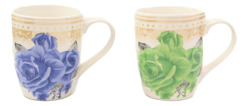 Colorful Petite English Victorian Floral Blossoms Porcelain Tea Coffee Mug Set