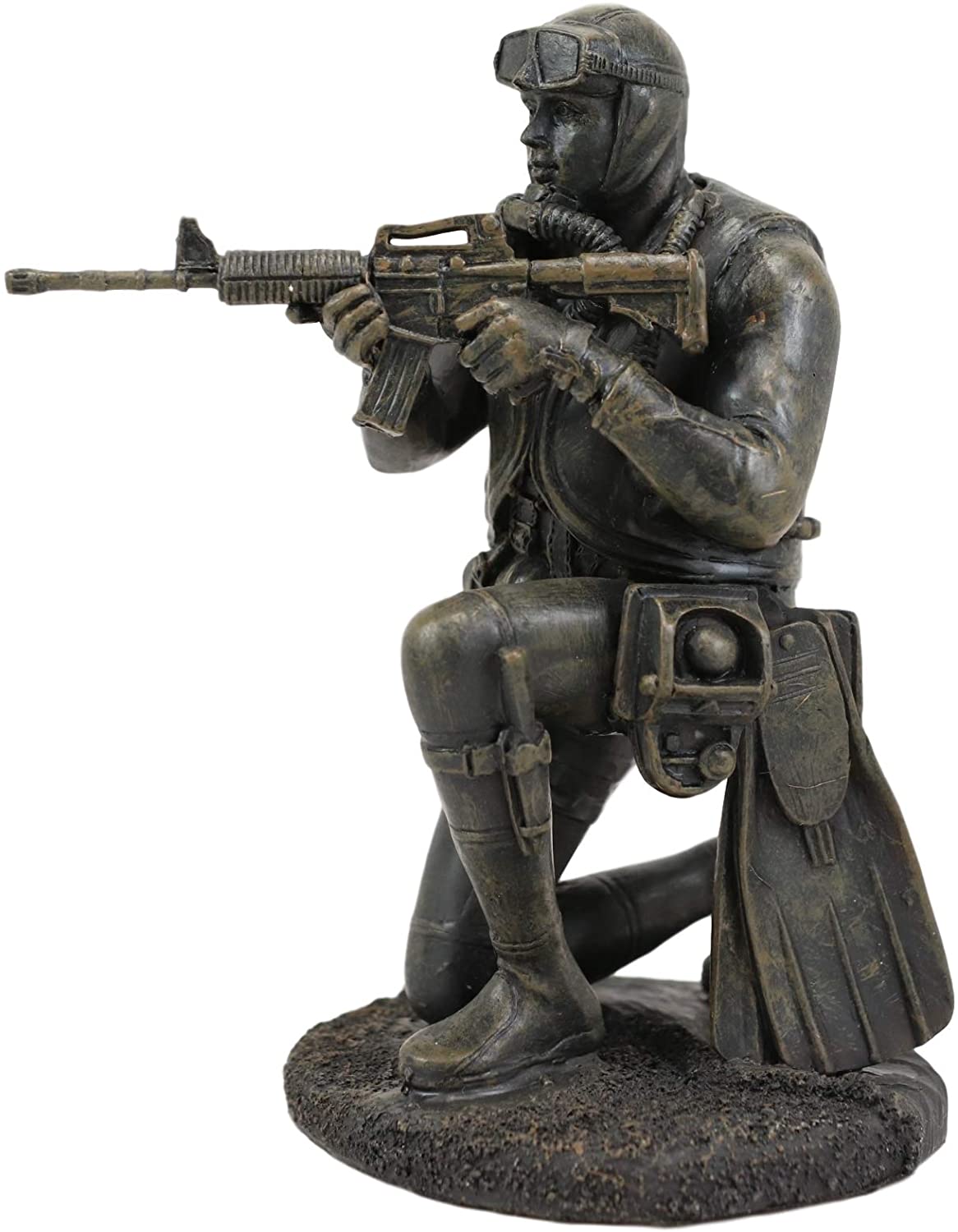 Ebros Battlefield Navy Seal Diver Soldier Taking Aim with Rifle Statue 6" H