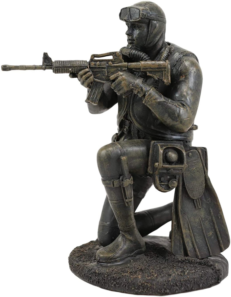 Ebros Battlefield Navy Seal Diver Soldier Taking Aim with Rifle Statue 6" H
