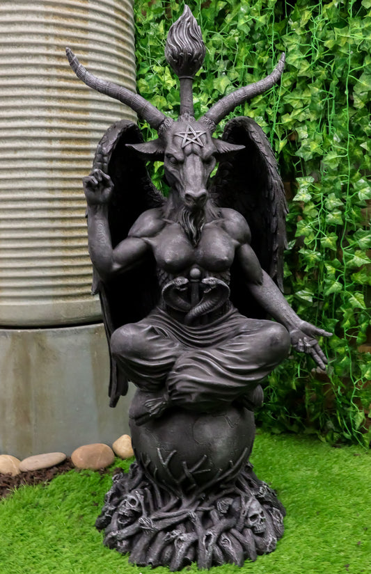 Faux Stone 3 Feet Oversized Sabbatic Goat Baphomet Statue - Ebros Gift
