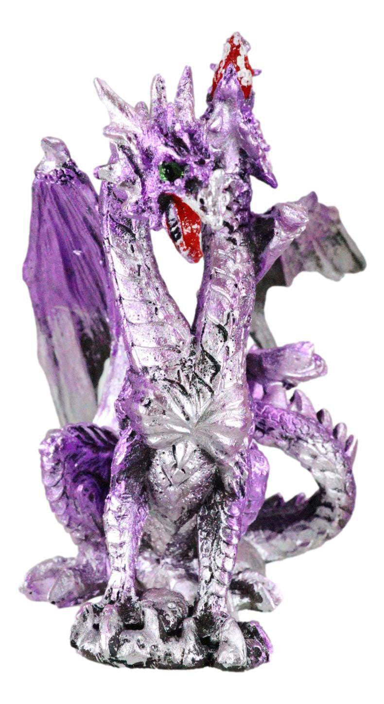 Fearsome Metallic Purple Double Headed Hydra Dragon Fantasy Figurine 4.75"H