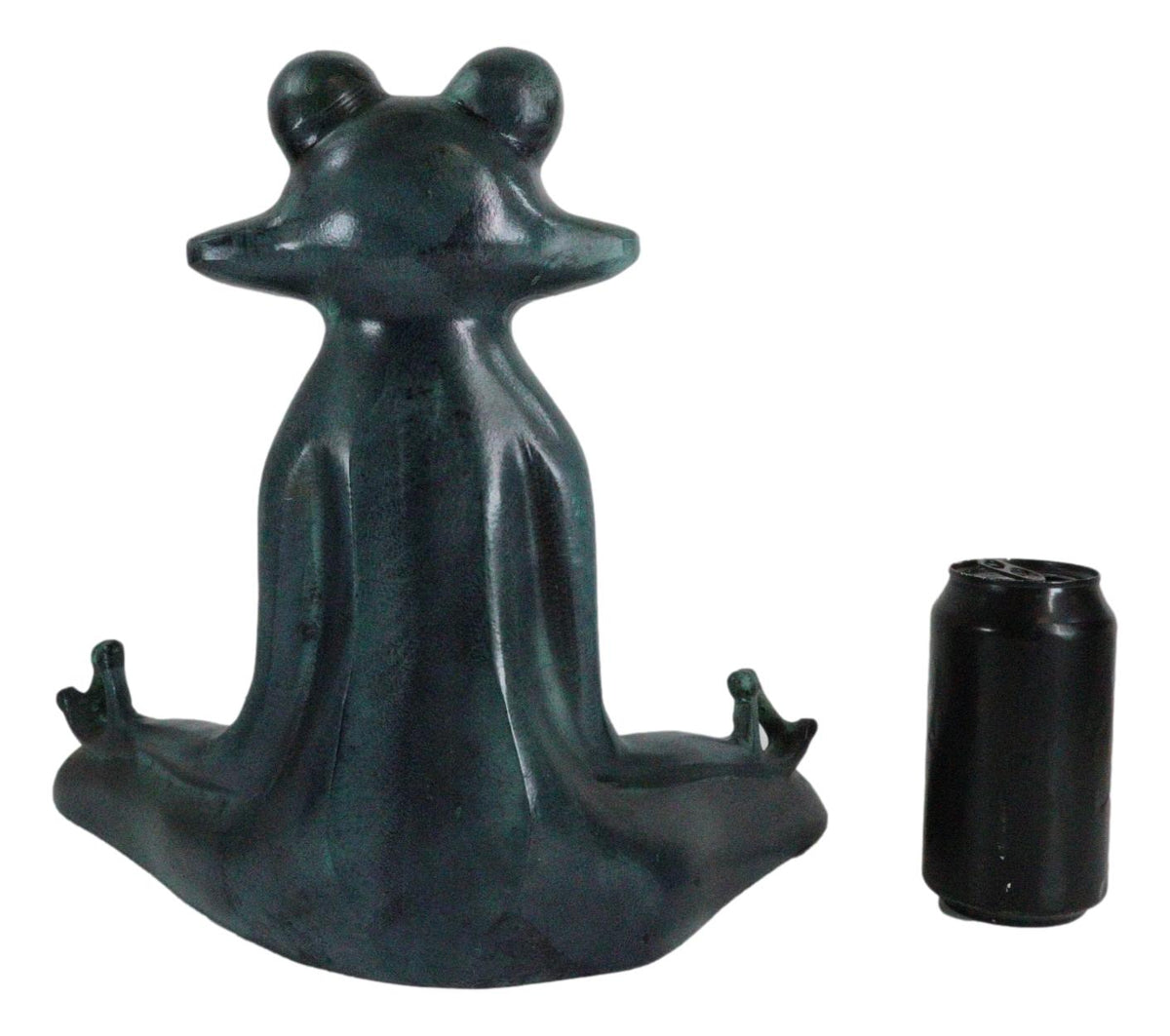 Ebros Verdi Aluminum Meditating Yoga Frog Garden Statue 11.5"H Inner Peace