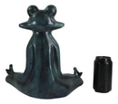 Ebros Verdi Aluminum Meditating Yoga Frog Garden Statue 11.5"H Inner Peace
