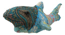 Great White Shark Hand Crafted Paper Mache In Colorful Sari Fabric Figurine