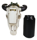 Set of 2 Southwestern Bull Cow Steer Skulls With Colorful Succulent Wall Decors