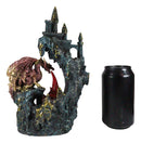 Ebros Red Garnet Fire Dragon By Rocky Mountain With Castle LED Light Figurine