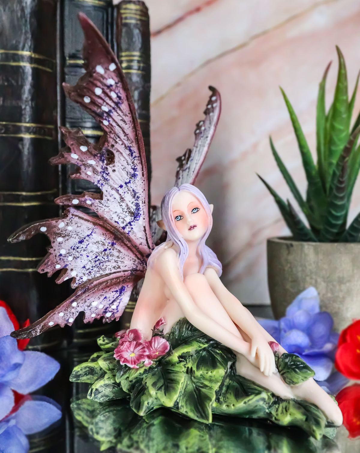 Amy Brown Whimsical "Anemone" Pink Flower Garden Fairy Figurine Fae Magic Statue