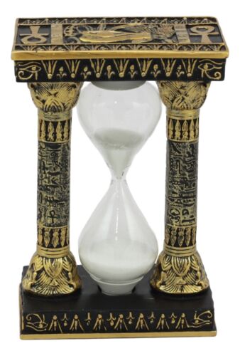Egyptian Gods Eye Of Horus And Ankh Hieroglyphic Column Sand Timer Statue Decor
