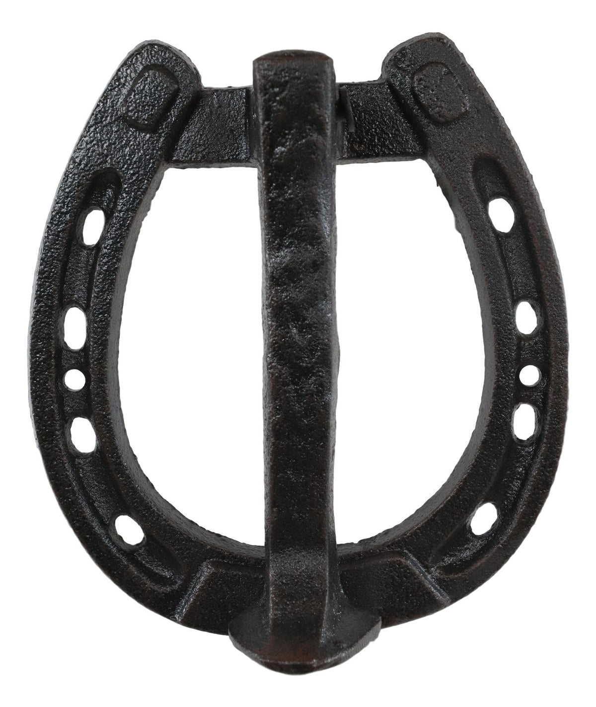 Cast Iron Rustic Farmhouse Cowboy Horseshoe Cutout With Nail Spike Door Knocker
