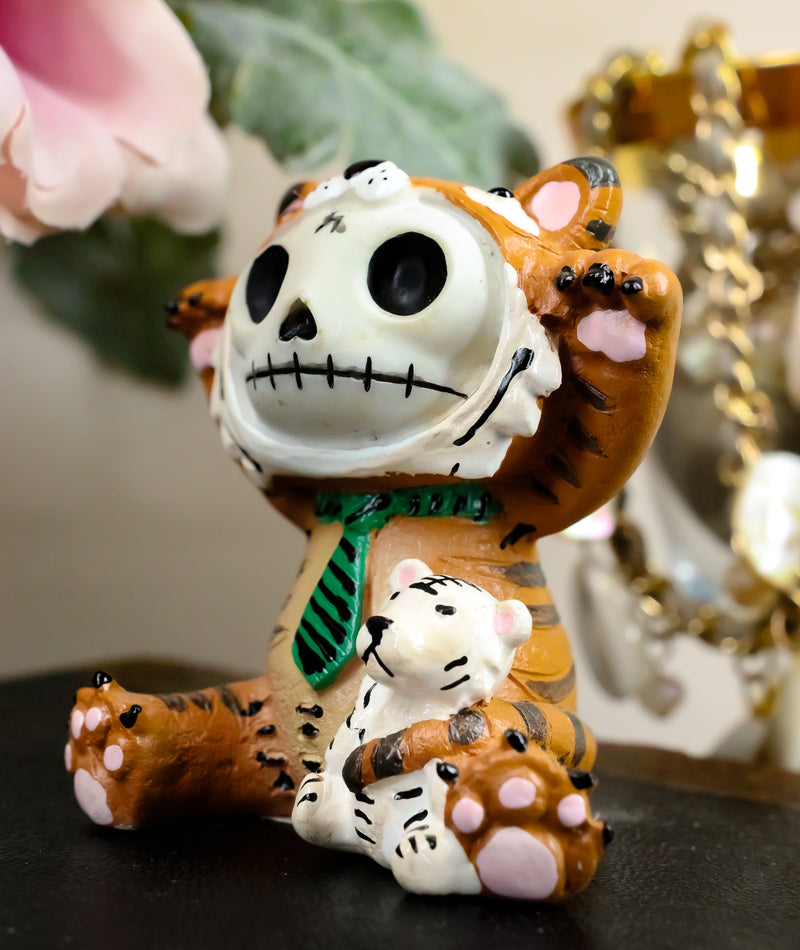 Furry Bones Figurine 2.5"Tall Tigrr Tiger With Green Tie Voodoo Skeleton Monster
