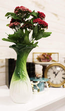 Ebros 10.5" Tall Ceramic Hearty Green Chinese Bok Choy Cabbage Shape Flower Vase - Ebros Gift