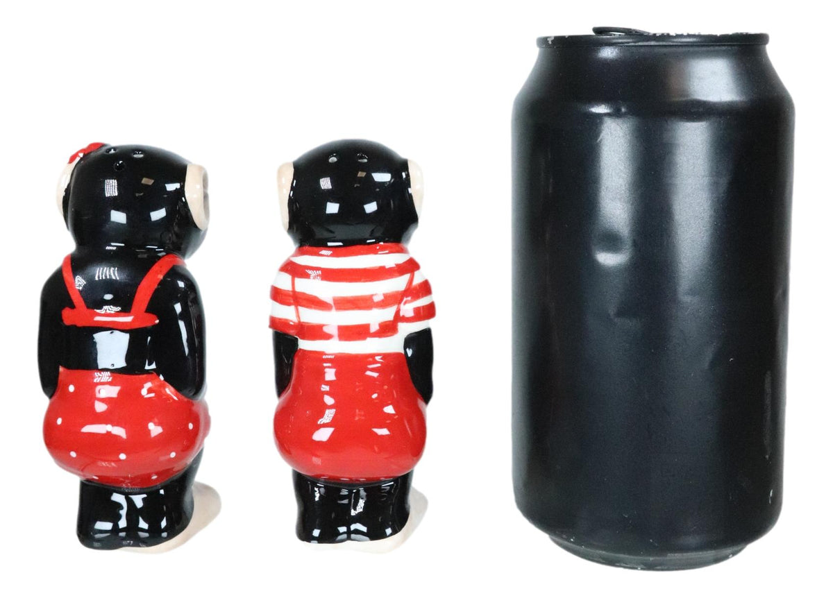 Circus Carnival Red Monkeys Chimpanzees Couple Ceramic Salt Pepper Shakers Set