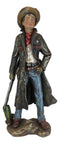 Western Cowboy Sheriff In US Marshall Long Coat Holding Shotgun Rifle Figurine
