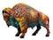 Ebros Gift Wild & Free Colorful American Bison Figurine 9.25" L Multi Color Rainbow Hand Painted Faux Wood