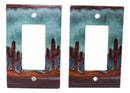 Pack of 2 Southwestern Desert Cactus Single Gang Rocker Switch Wall Plate Cover