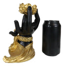Golden Fire Buddha Meditating By Black Mudra Hand Lotus Votive Candle Holder