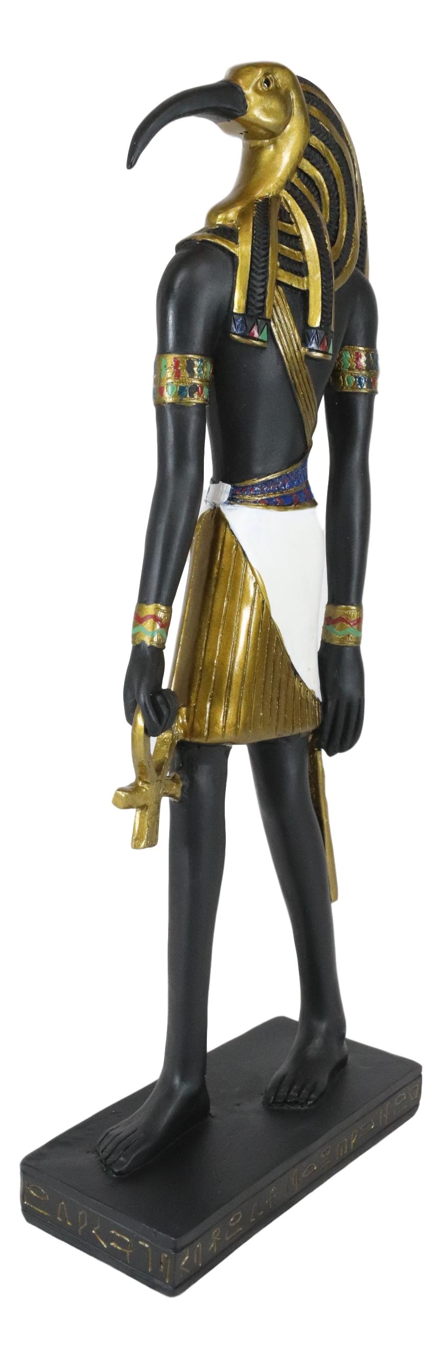 Ebros Classic Egyptian God Thoth Holding Ankh Slim Profile Figurine 10" H - Ebros Gift